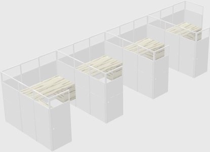 Shared l-shaped cubicle