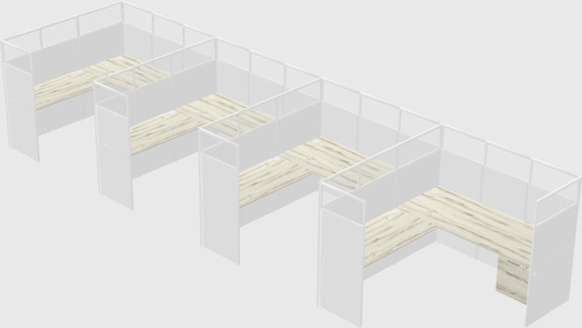 Shared l-shaped cubicle