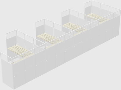Shared l-shaped cubicle