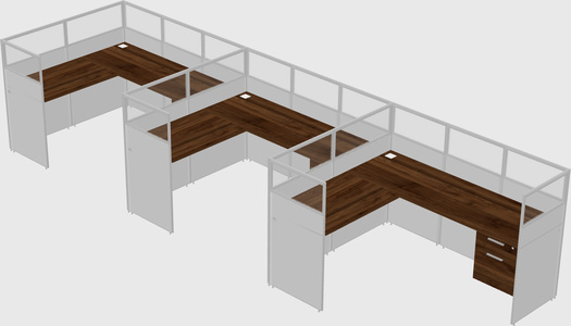 Shared l-shaped cubicle
