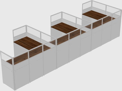 Shared l-shaped cubicle