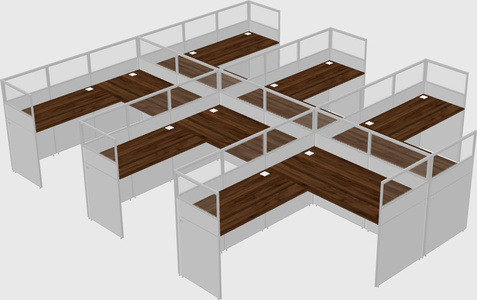 Shared l-shaped cubicle