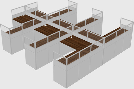 Shared l-shaped cubicle