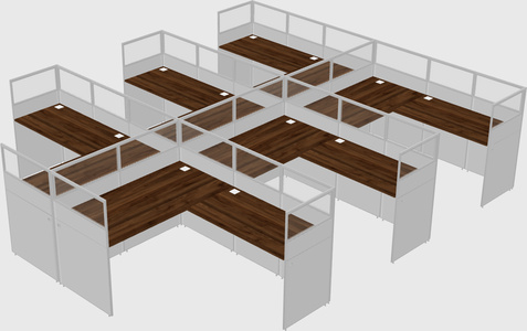 Shared l-shaped cubicle