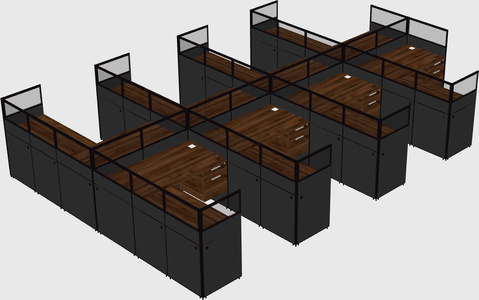 Shared l-shaped cubicle