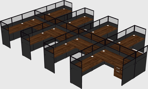 Shared l-shaped cubicle