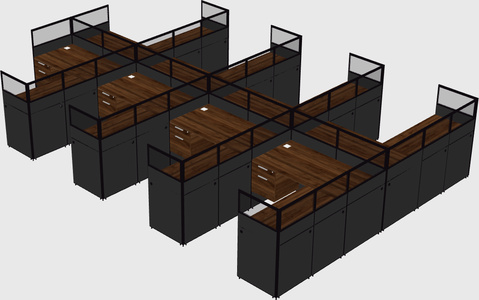 Shared l-shaped cubicle