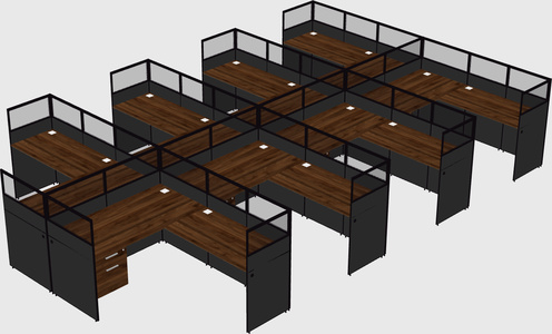 Shared l-shaped cubicle