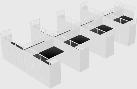 Shared l-shaped cubicle