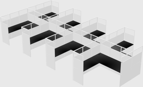 Shared l-shaped cubicle