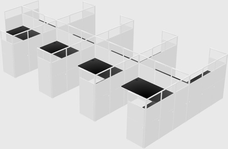 Shared l-shaped cubicle