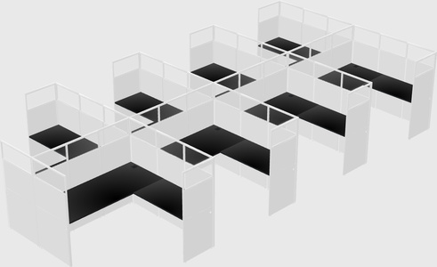 Shared l-shaped cubicle