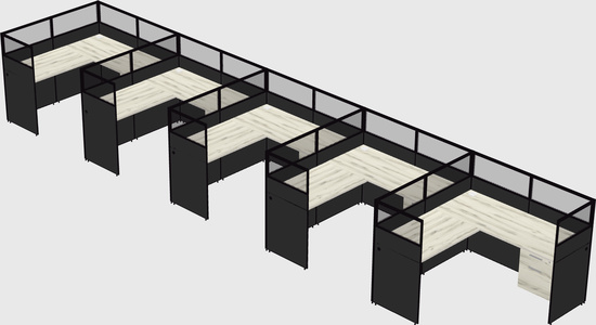 Shared l-shaped cubicle