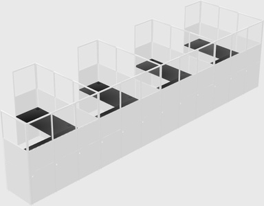 Shared l-shaped cubicle
