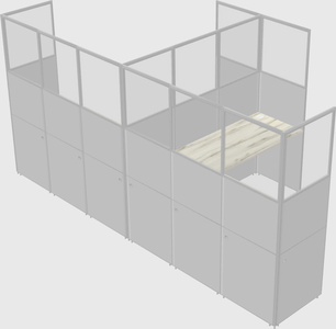Shared l-shaped cubicle