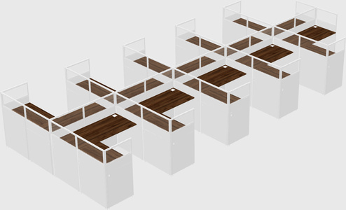 Shared l-shaped cubicle
