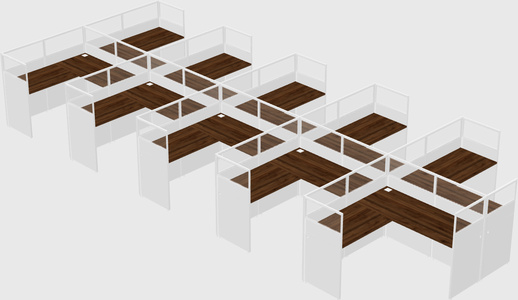 Shared l-shaped cubicle