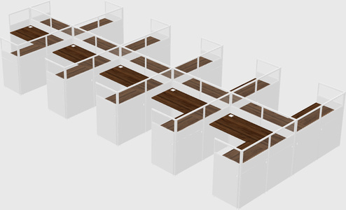 Shared l-shaped cubicle