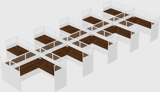 Shared l-shaped cubicle