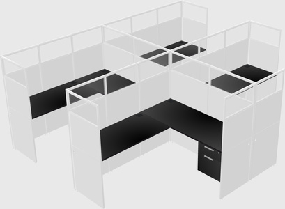 Shared l-shaped cubicle