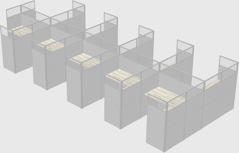 Shared l-shaped cubicle