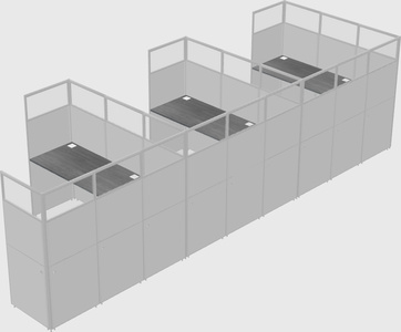 Shared l-shaped cubicle