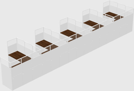 Shared l-shaped cubicle