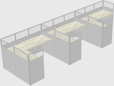 Shared l-shaped cubicle