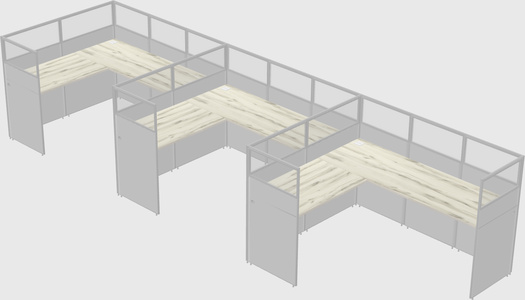 Shared l-shaped cubicle