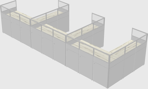 Shared l-shaped cubicle