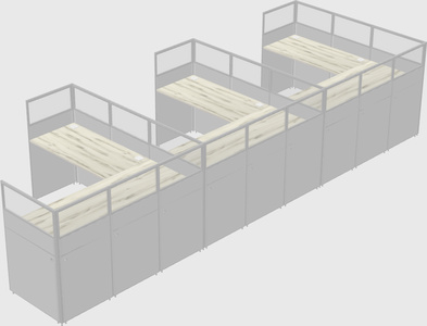 Shared l-shaped cubicle