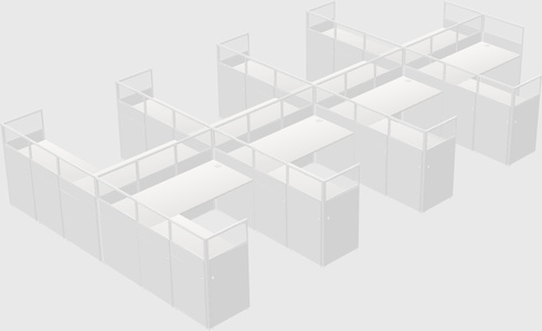 Shared l-shaped cubicle