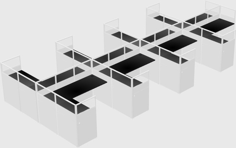 Shared l-shaped cubicle