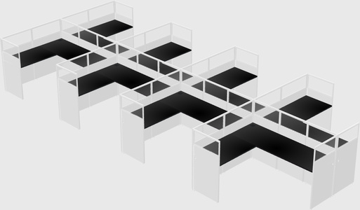 Shared l-shaped cubicle