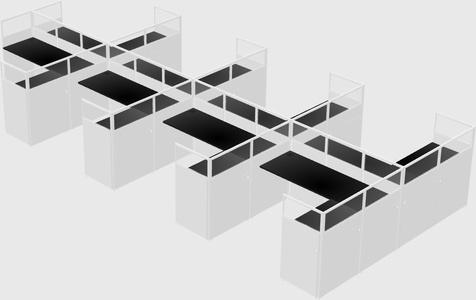 Shared l-shaped cubicle
