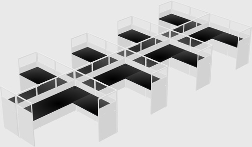 Shared l-shaped cubicle