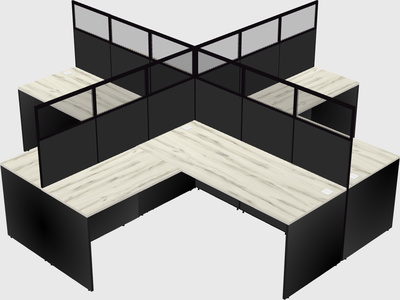 Shared l-shaped cubicles