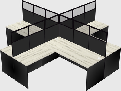 Shared l-shaped cubicles