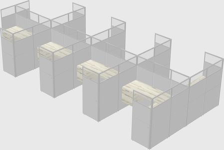 Shared l-shaped cubicle