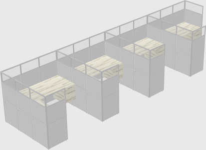Shared l-shaped cubicle