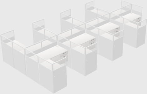 Shared l-shaped cubicle
