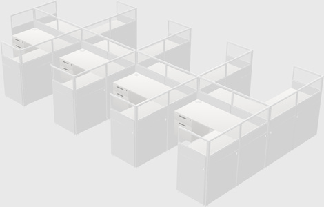 Shared l-shaped cubicle