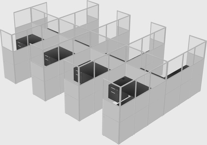 Shared l-shaped cubicle