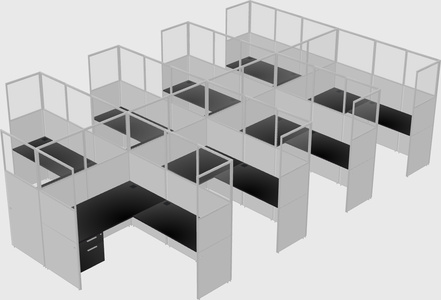 Shared l-shaped cubicle