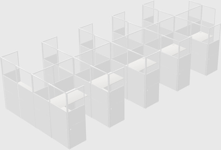 Shared l-shaped cubicle