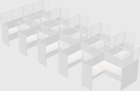 Shared l-shaped cubicle