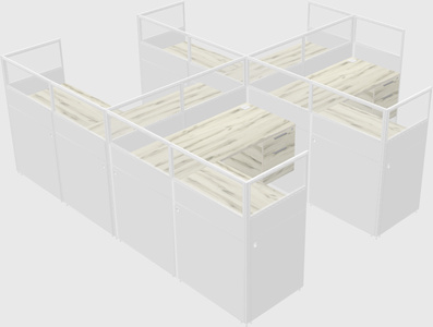 Shared l-shaped cubicle