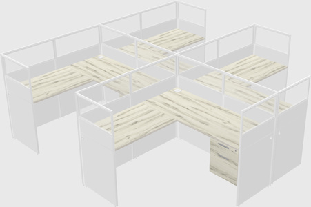 Shared l-shaped cubicle