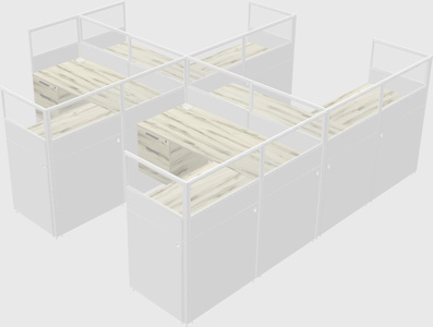 Shared l-shaped cubicle