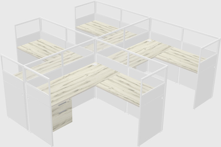 Shared l-shaped cubicle